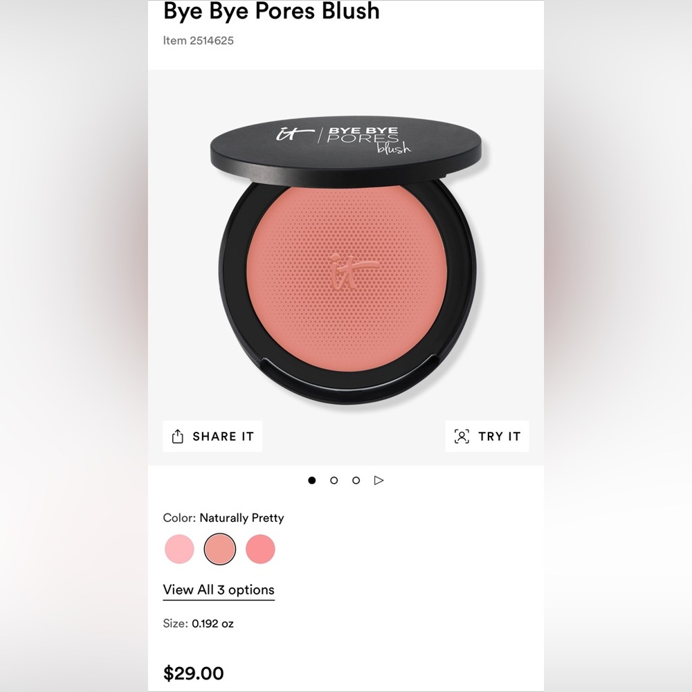 It cosmetics, bye-bye pores blush - naturally pretty (warm peach)
